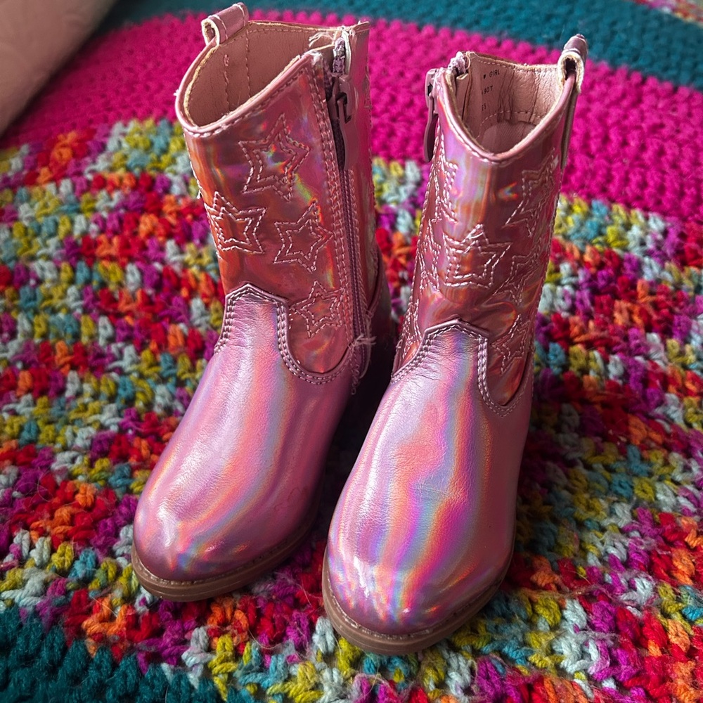 Pink Iridescent Star Boots